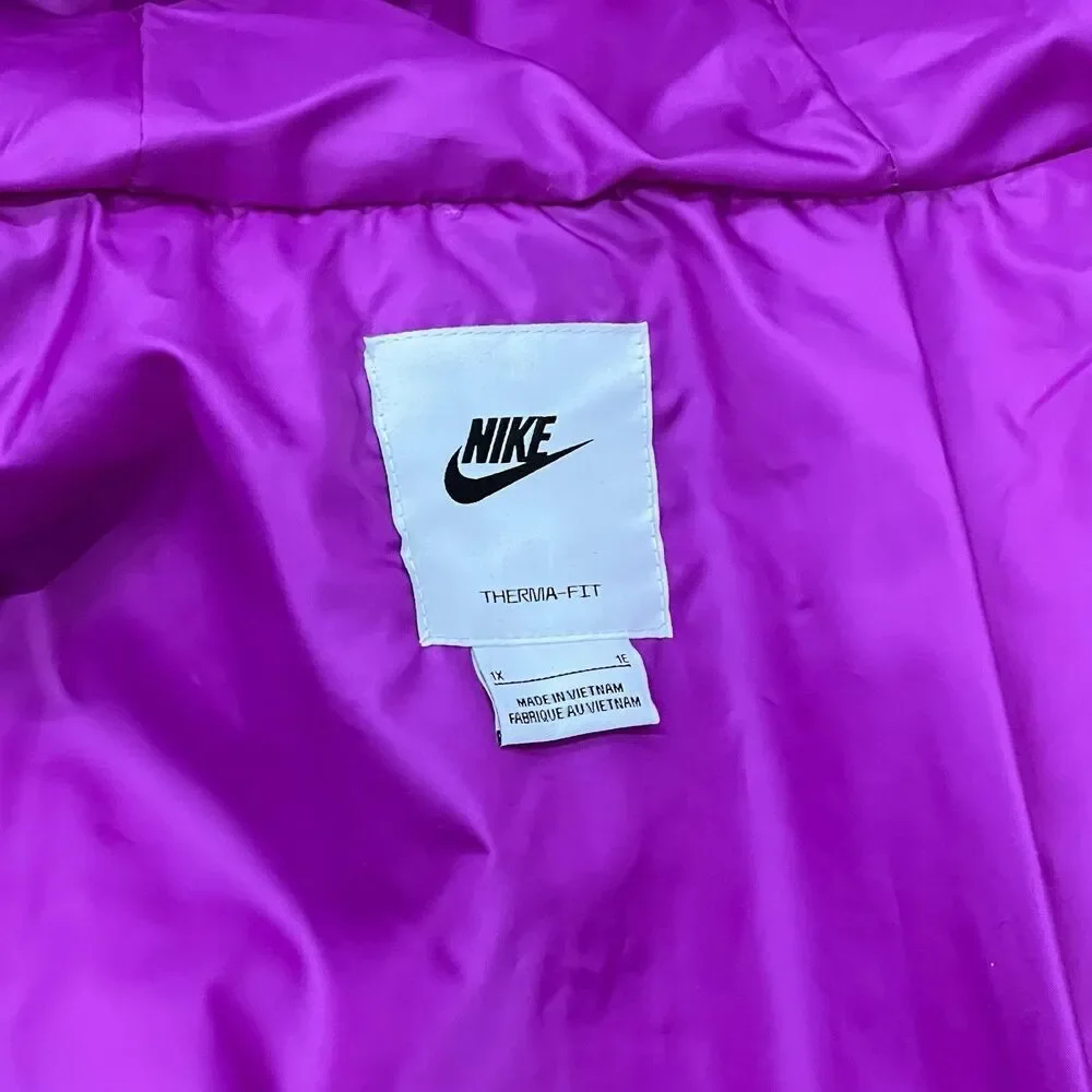 Nike Coat Women’s‎ 1X Green Puffer Back Center Swoosh Therma Fit Hoodie Full Zip